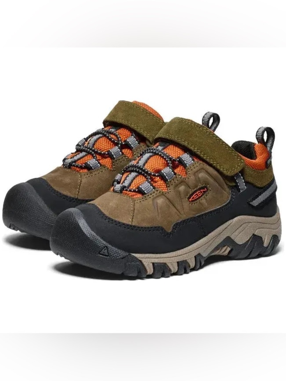 Keen Toddler Boy Olive and Orange Hook-and-Loop Trail Sneakers | Size 8